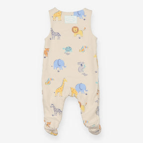 Dungarees jersey cream jungle animals 