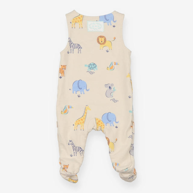 Dungarees jersey cream jungle animals 