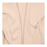 Cardigan Beige Open Front Shawl Collar Ribbed Slee