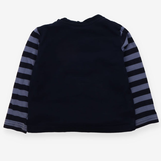 Tee LS navy blue fox fishing stripe sleeves