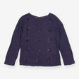 Tee LS navy blue sequin snow flakes