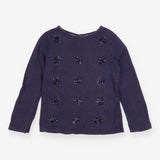 Tee LS navy blue sequin snow flakes