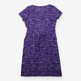 Dress Purple Maths Equation Print Short Sleeve Fit