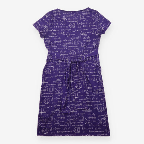 Dress Purple Maths Equation Print Short Sleeve Fit