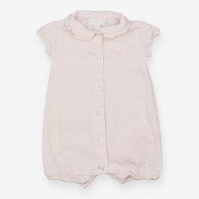 Romper white pink stripe collar SS