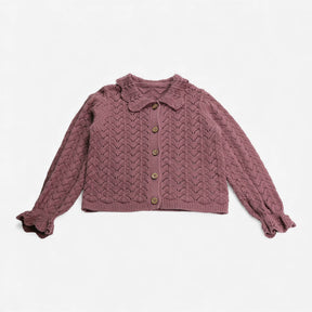 Cardigan Plum Frill Collar