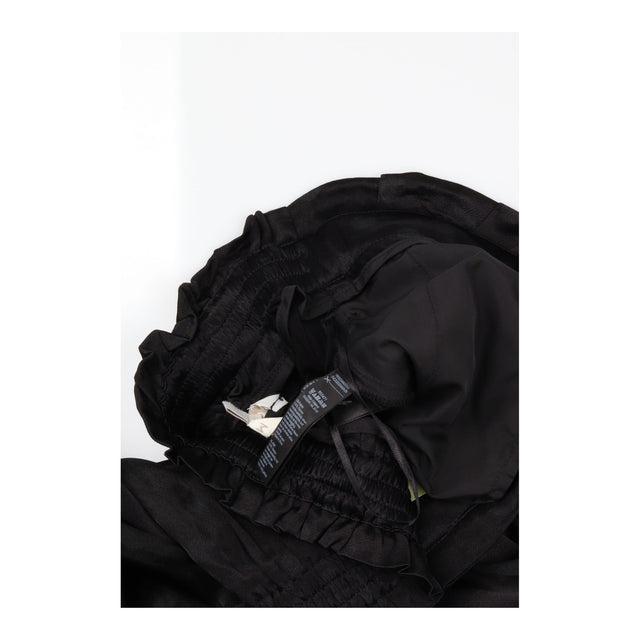 Trousers Black Wide Leg Tie Waist Satin Finish