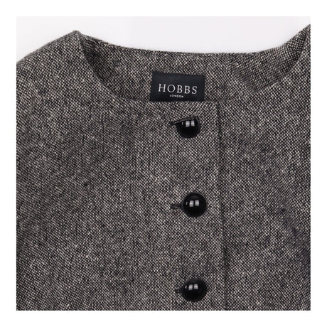 Grey Wool Blend Cropped Tweed Jacket