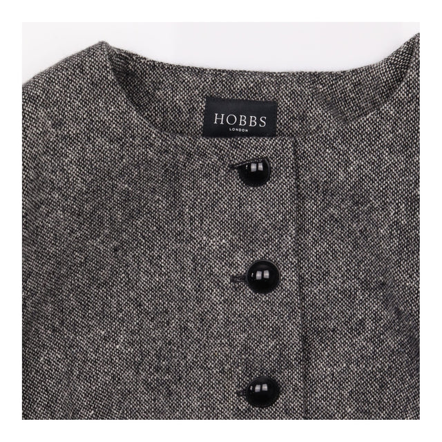 Grey Wool Blend Cropped Tweed Jacket