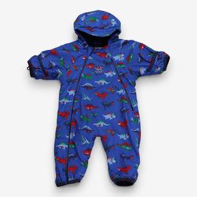 Blue pramsuit fleece lined dinosaurs