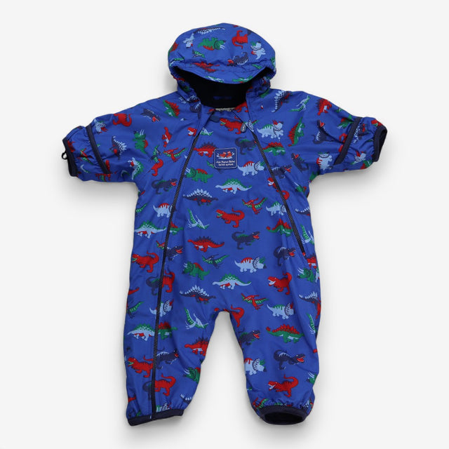 Blue pramsuit fleece lined dinosaurs