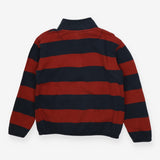 Sweater brick and navy stripe 1/4 zip