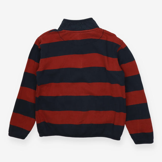 Sweater brick and navy stripe 1/4 zip