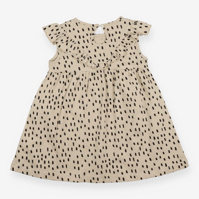 Dress sleeveless cream with black dots