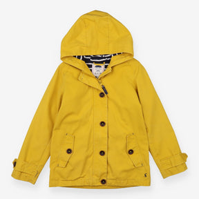 Jacket yellow canvas hood navy stripe lining