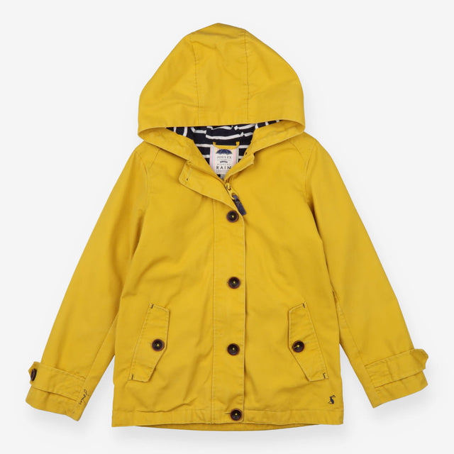 Jacket yellow canvas hood navy stripe lining