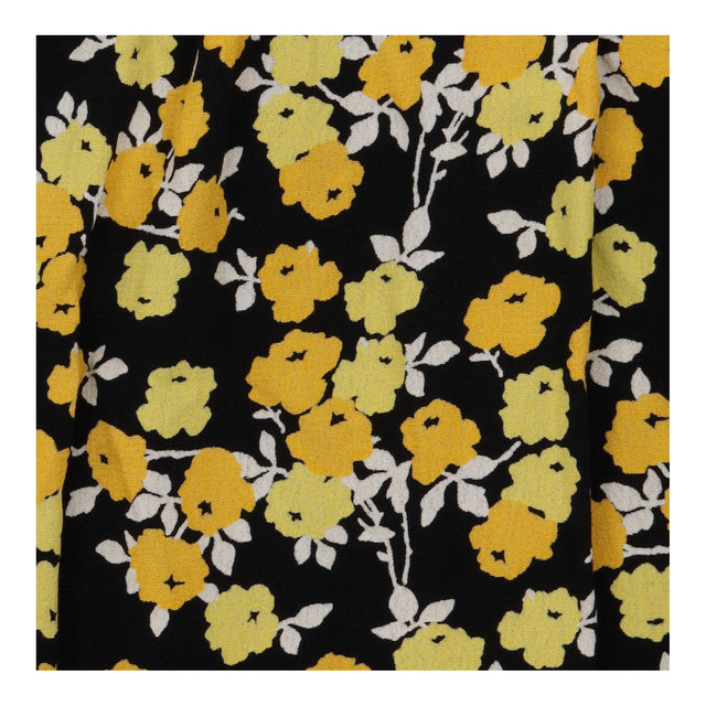 Black & Yellow Floral Long Sleeve Shirt Maxi Dress