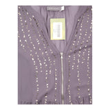 Top Charcoal Grey Sequin Embellished Zip Front Sle