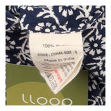 Trousers Navy Blue Cream Block Print Floral Cotton