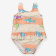 Peach and Cream Striped Shark Swim Costume