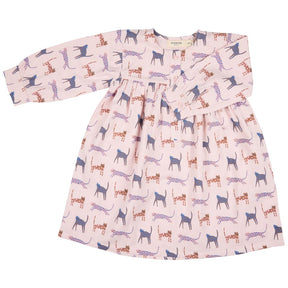 Yoke Dress - Pink Cat print