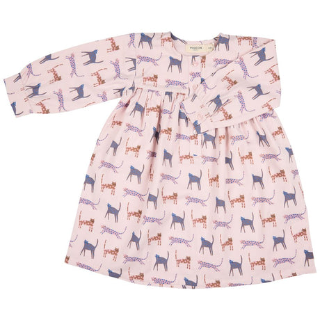 Yoke Dress - Pink Cat print