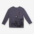 T-shirt long sleeved grey spiderman pocket