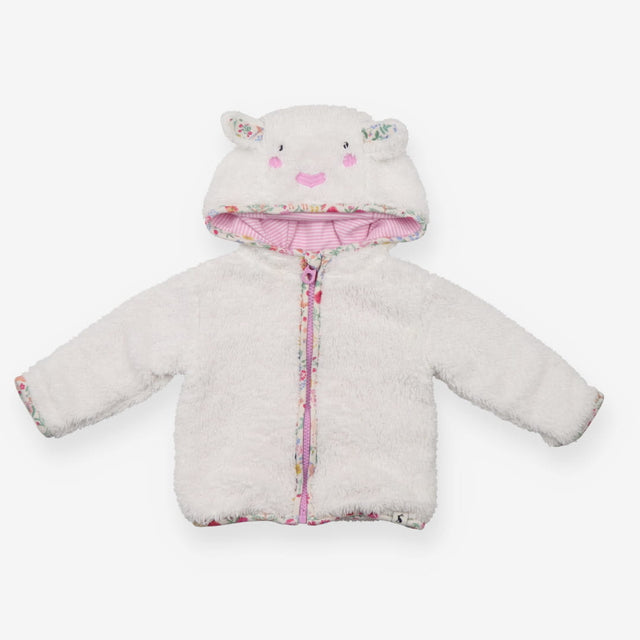Fleece white sheep with pink stripe lining 