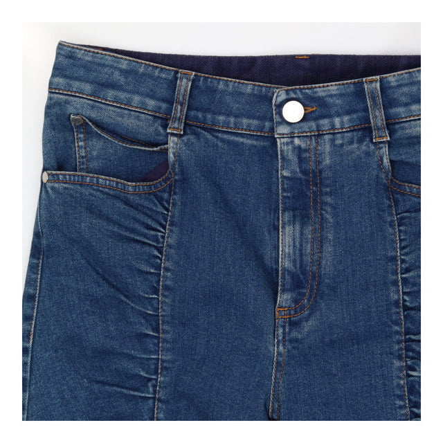 Ruched Front Jeans - Straight Leg Vintage Blue