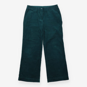 Green Corduroy Wide Leg High Waist Trousers
