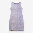 Dress Blue Cream Textured Tweed Sleeveless Shift