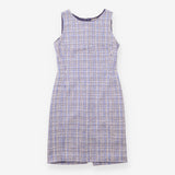 Dress Blue Cream Textured Tweed Sleeveless Shift