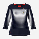 Top Navy White Striped Bee Embroidered Harbour