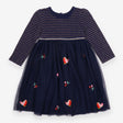 Navy Robins and Holly Dress with Underskirt