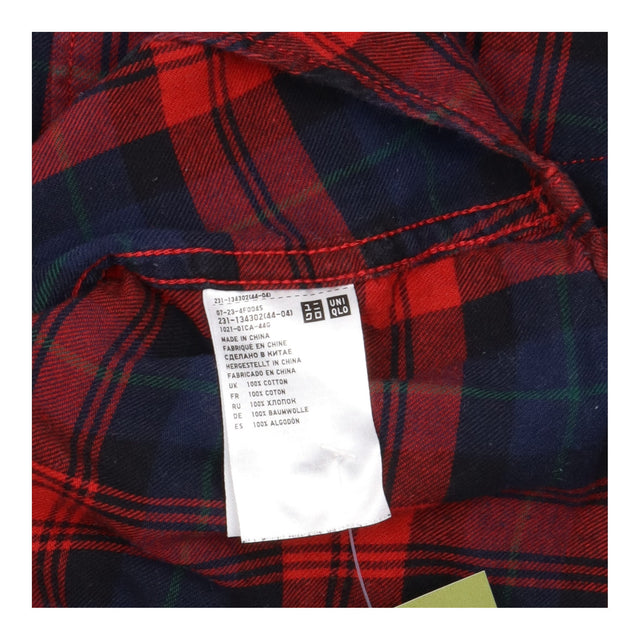 Cotton Flannel Shirt Red Navy Check Long Sleeve