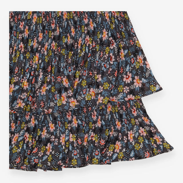 Boden Grey Floral Tiered Rara Mini Skirt