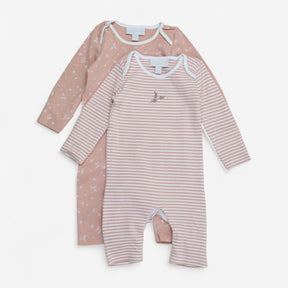 Sleepsuit Pink and White Stripe with Leaf Applique