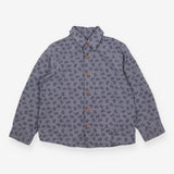 Shirt blue wood buttons elephants