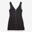 Hemp Blend Button Front Mini Dress Black