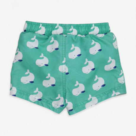 Swim Trunks Green with Whales