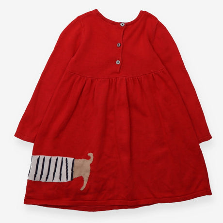 Dress knitted LS red sausage dog