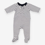 Navy Striped Sleepsuit Bow