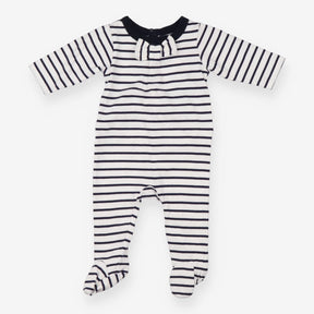 Navy Striped Sleepsuit Bow