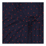 Maxi Dress in Navy with Red Polka Dots and Wrap Fr