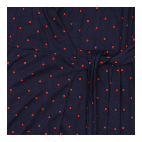 Maxi Dress in Navy with Red Polka Dots and Wrap Fr