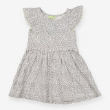 White frill sleeve dress with black dashes