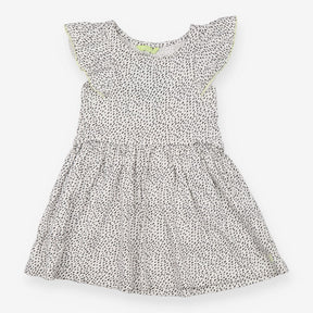 White frill sleeve dress with black dashes