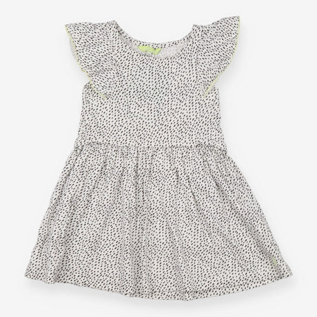 White frill sleeve dress with black dashes