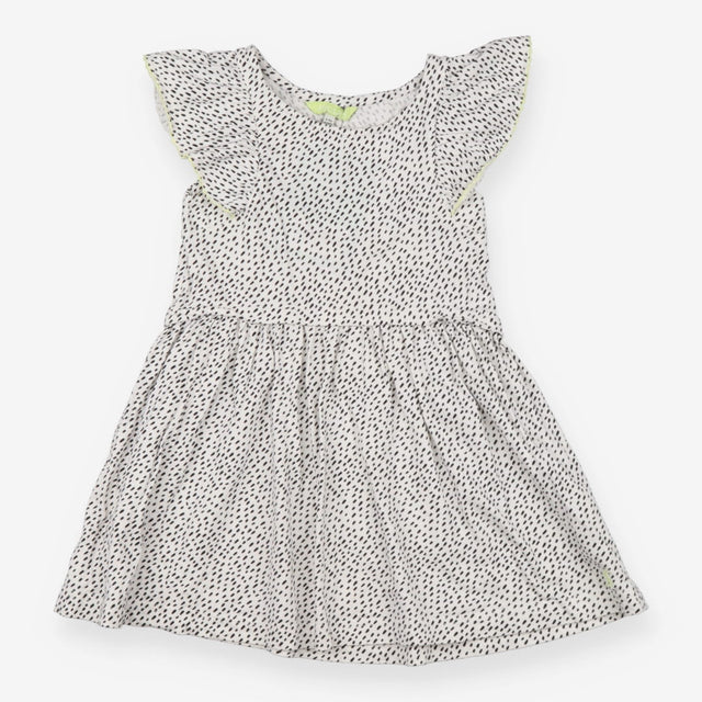 White frill sleeve dress with black dashes