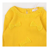 Iana long sleeve yellow ribbed t-shirt with bows